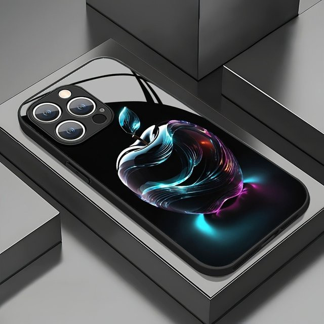 Handyhülle mit blauem Kristallmuster aus gehärtetem Glas für Apple iPhone 11 bis iPhone 17 Pro Max und weitere Modelle - Bild 1