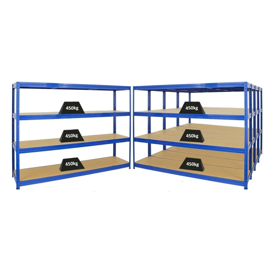 5x PROREGAL Dino Schwerlastregal Set, Blau, H x B x T: 180 x 240 x 60 cm, Fachlast 450 kg, mit verstellbaren MDF-Holzfachböden - Bild 2