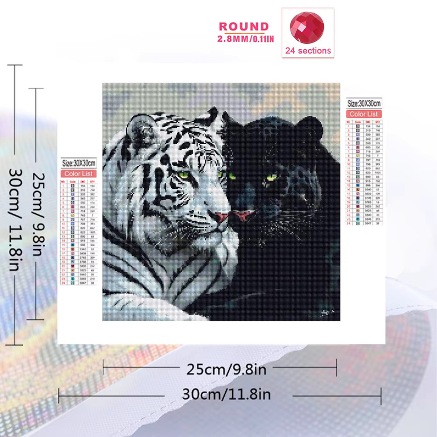 Momoart DIY Diamantstickerei Tiger Motiv als Acryl-Mosaik-Set in Mehrfarbig, B/T/H: 20 x 20 x 20 cm - Bild 2