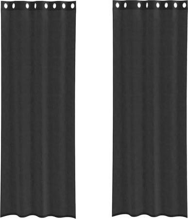 vidaXL Voile Vorhänge mit Ösen, 2 Stück, Schwarz, semi-transparent, Polyester, Breite: 140 cm, Höhe: 300 cm