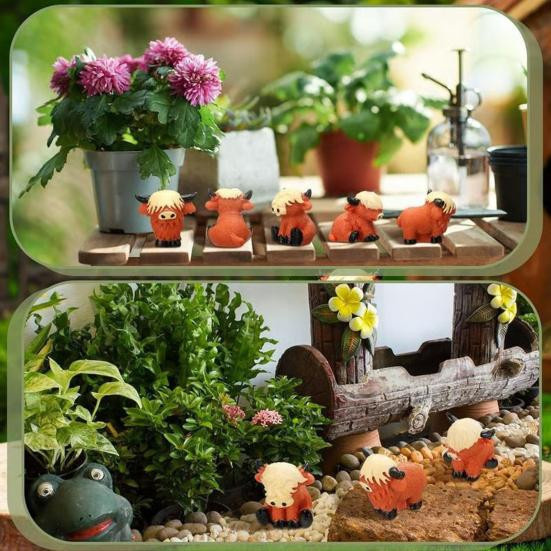 Happy Living Mini-Hochlandrinder-Figuren aus Harz, 30 Stück, bunte Bauernhoftier-Miniaturen für Garten, Büro und Schreibtisch-Dekoration - Bild 9
