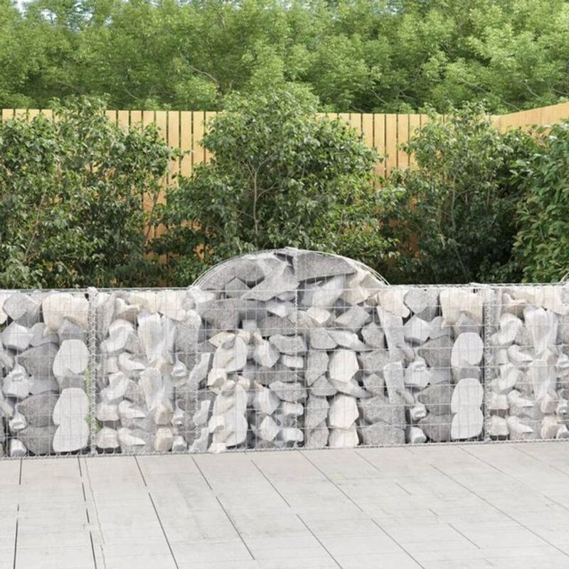 Vidaxl Gabionen mit Hochbogen aus verzinktem Eisen, 9 Stück, Silber, B/T/H: 200 x 30 x 80/100 cm - Bild 1