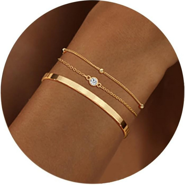 RUIYI Armband-Set, 14K vergoldet, Edelstahl, Gold, Damen, Mädchen - Bild 1