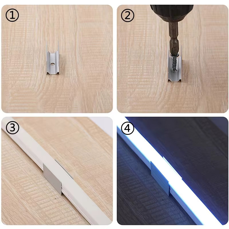 Khelse V/U-förmige Metall-Festclip-Schnalle und flexibler Neon-Silikonrohrverbinder in Silber für RGB 5050 2835 LED-Streifen und Lichter zur Montage - Bild 5