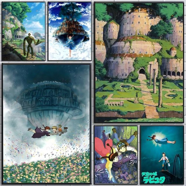 Selbstklebender Anime-Poster L-Laputa C-Castle Sky aus Papier in Mehrfarbig - Bild 1