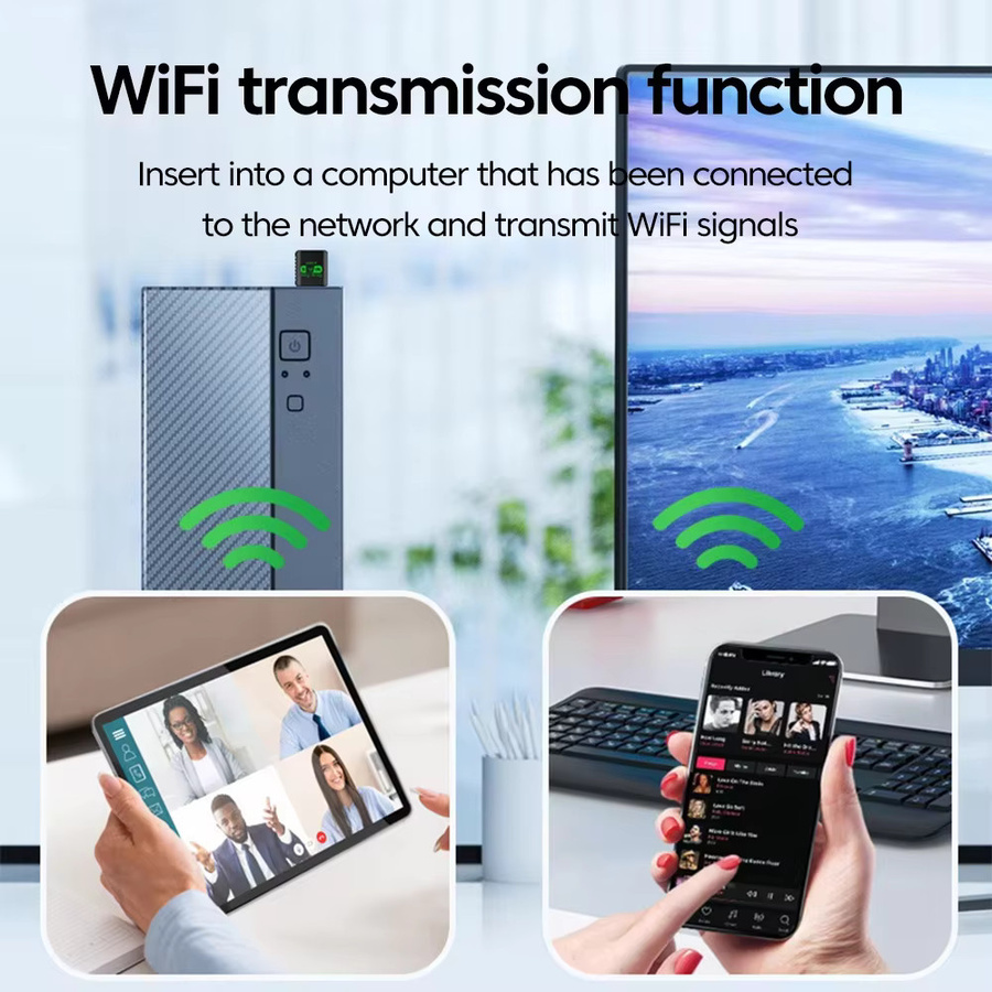 kebidumei 2in1 USB WiFi 6 und Bluetooth 5.4 Adapter Dual Band 2,4G/5GHz WLAN Empfänger Schwarz - Bild 4