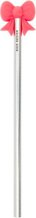 Rico Design Paper Poetry Bleistift mit Schleife in Silber aus Holz