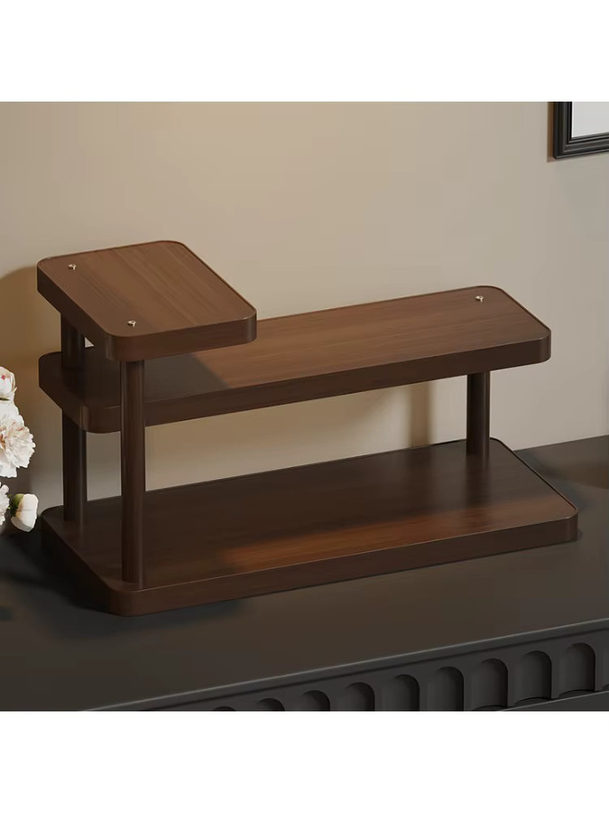 Untior Kosmetik-Regal aus Holz in Braun mit mehrstufigem Design für Lippenstifte und Parfüm - Bild 2