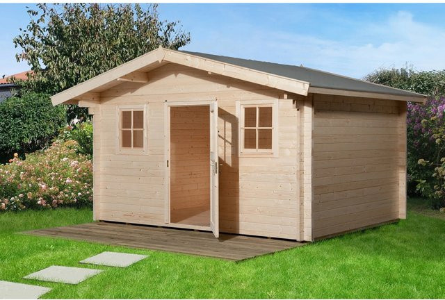 WEKA Gartenhaus 135 Gr.1 aus europäischer Fichte mit Satteldach in Beige, B/H/T: 460 x 262 x 300 cm - Bild 1