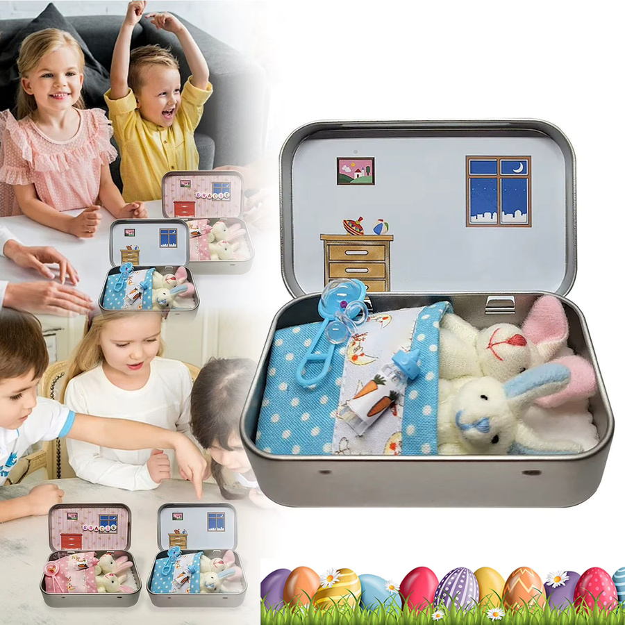 JOCESTYLE Kleine Taschenhasen mit Blechdose, 2-teiliges Set, Stofftier - Bild 2