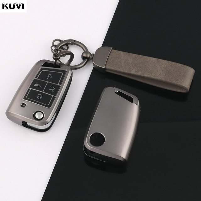 Kuvi TPU Autoschlüssel Schutzhülle für Volkswagen VW Golf 7 Alltrack MK7 Tiguan, Seat Ateca Leon FR2 Ibiza und Skoda Octavia, Farbe: Grau - Bild 1