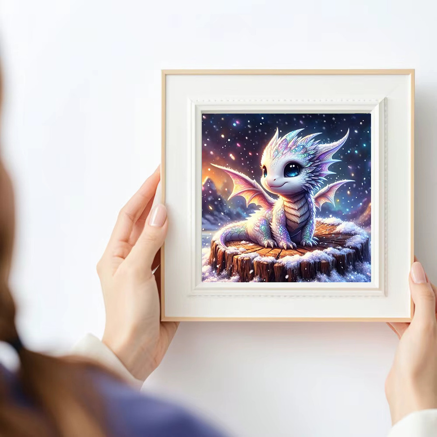 Huacan 5D-Diamantgemälde Set Drache im Winter mit runden Steinen in Multicolour - Bild 3