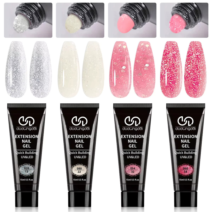 Duollingdai Poly Gel Nagel-Set Starter-Kit, Transparent & Glitzernd, Unisex - Bild 2