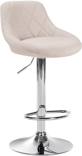 CLP Barhocker Lazio Stoff Beige mit Chromgestell, 360 Grad drehbar - Bild 1