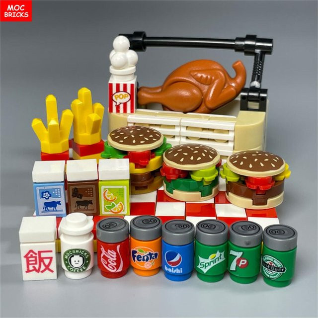 Yiran toy MOC Bausteine Festival Pizza Chip Lebensmittel Bedruckte Fliese, Zubehör, ab 6 Jahren - Bild 1