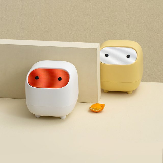 Mini Ninja Desktop-Mülleimer mit Doppelschicht-Druckknopf-Deckel in Grün aus Kunststoff - Bild 1
