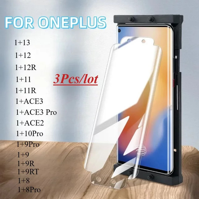 3er-Set OnePlus Displayschutzfolien aus weichem Glas, transparent, inklusive Installationshilfe für OnePlus 13, 12, 12R, 11, 11R, 10 Pro, 9, 9R, 8, 8T, Ace 2, Ace 3 Pro und 9RT - Bild 1