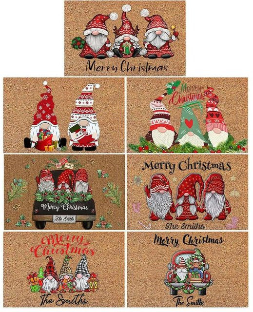 VIKAMA Weihnachts-Zwerg Bodenmatte für innen und außen, wetterfest, mehrfarbig, B/T: 60 x 40 cm - Bild 1