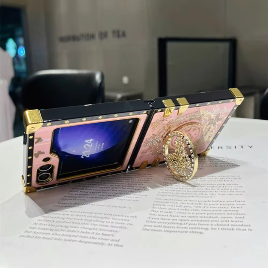 Luxus Aurora Butterfly Handyhülle mit Standfunktion für Samsung Galaxy Z Flip 6 5 4 3 5G in Weiß - Bild 3