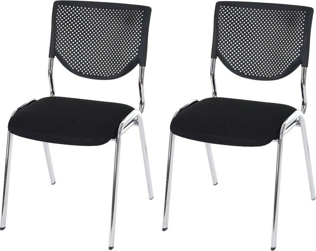 PROREGAL Besucherstuhl 2er-Set Schwarz mit Textilsitz und Chromfüßen, stapelbar, H: 83 cm, B: 49 cm, T: 58 cm - Bild 1