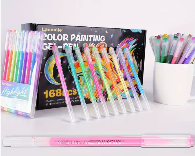 168 farbige Gelstifte in einer Geschenkbox für Kunstwerke und Zeichnungen, vielseitiges Set in Multicolour - Bild 3