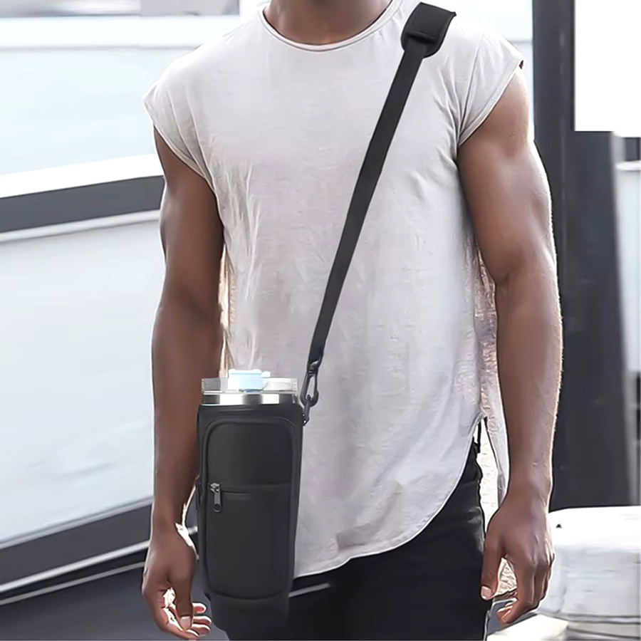 Leeseph Wasserflaschen-Tragetasche für Stanley 40oz Tumbler mit Griff und verstellbarem Schultergurt, Schwarz - Bild 6