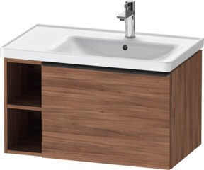 Duravit Waschtischunterschrank D-Neo Wandhängend in Nuss Natur und Schwarz mit Türen und offenem Fach, B/T/H: 78,4 x 45,2 x 44,0 cm - Bild 1