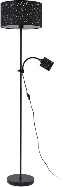 Lindby Stehlampe Melanie Modern Schwarz aus Metall und Stoff, 2-flammig, E27, Höhe: 160 cm - Bild 1
