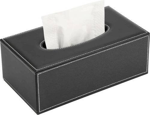Deflecto Taschentuchboxhalter DEFTISREC rechteckig aus Kunststoff in Schwarz - Bild 1