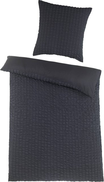 Beau Rêve Microfaser Seersucker Bettwäsche Set Anthrazit Grau, B/H: 135 x 200 cm mit Kissenbezug 80 x 80 cm, atmungsaktiv und OEKO-TEX Standard 100 zertifiziert - Bild 1