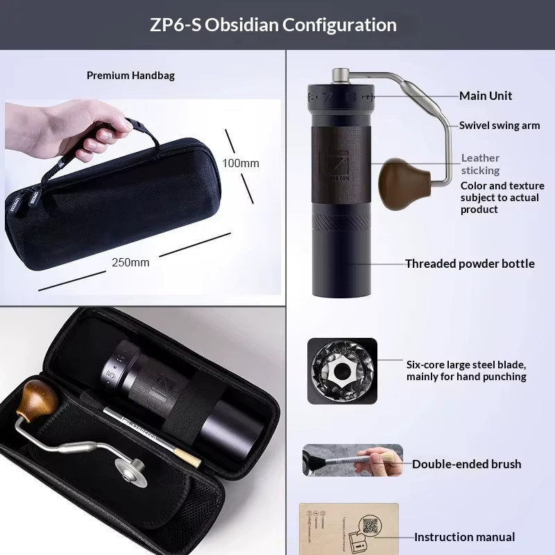 1Zpresso ZP6-S Manuelle Kaffeemühle in Schwarz aus Metall für Handfilterkaffee und Barista-Anwendungen - Bild 4