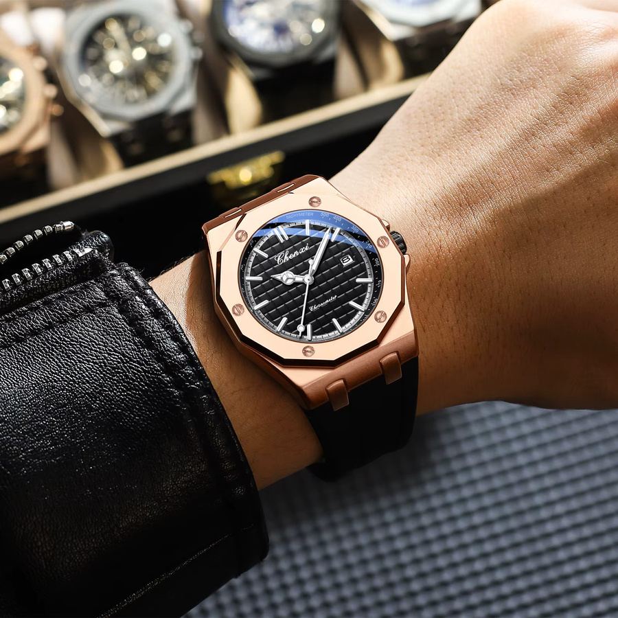 CHENXI Armbanduhr, Quarz, Silikon, Schwarz, Herren - Bild 2