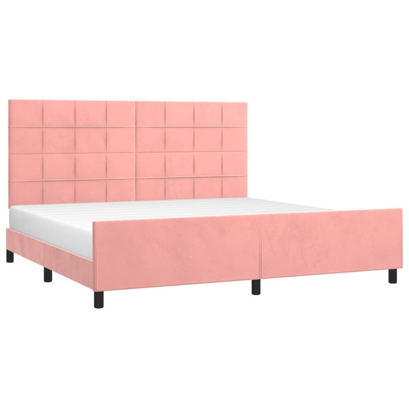 vidaXL Bettgestell mit Kopfteil in Rosa aus Samt, B/T: 200 x 200 cm - Bild 2