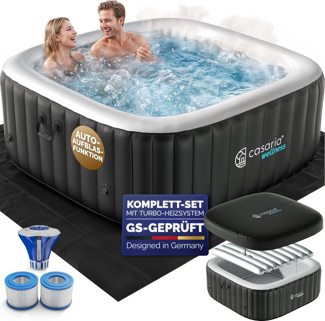 CASARIA aufblasbarer Whirlpool für 4 Personen, eckig, Schwarz, winterfest - Bild 1