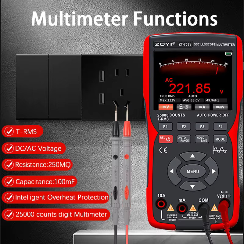 ZOYI ZT-703S 3-in-1 Oszilloskop-Multimeter mit 3,5 Zoll IPS-Display, 50 MHz Bandbreite und 280 MSa/s Abtastrate - Bild 2