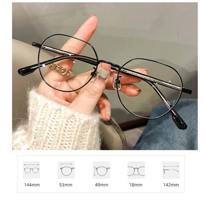 SNQP Korrektionsbrille, rund, Vollrand, Metall, Unisex, Anti Blue Ray - Bild 2
