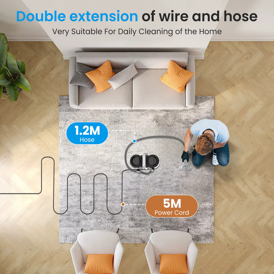 Seeiswork Handstaubsauger mit Sprühfunktion für Sofas und Hausreinigung, 750W, 11/15KPa - Bild 6