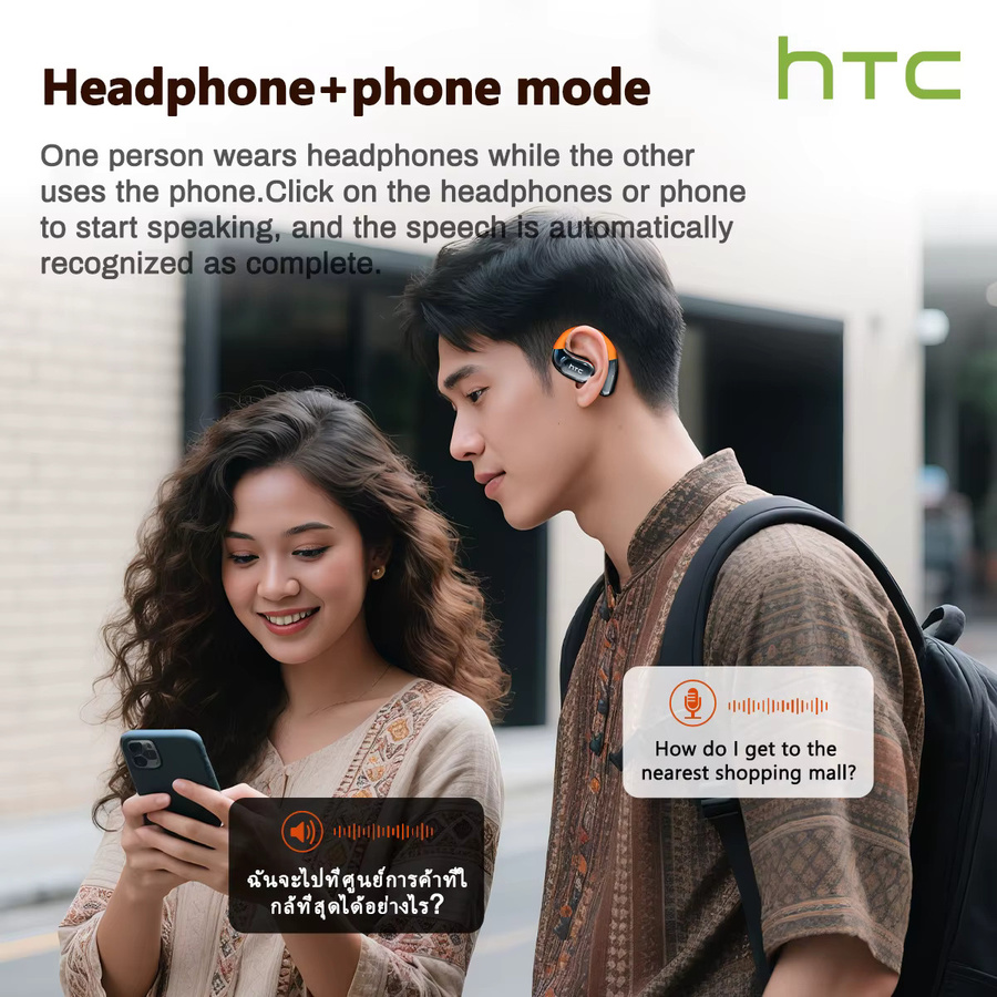 HTC NE36 TWS Open-Ear Bluetooth-Kopfhörer mit AI-Übersetzungsfunktion und HiFi-Klangqualität in Pink, IPX5 wasserdicht - Bild 3