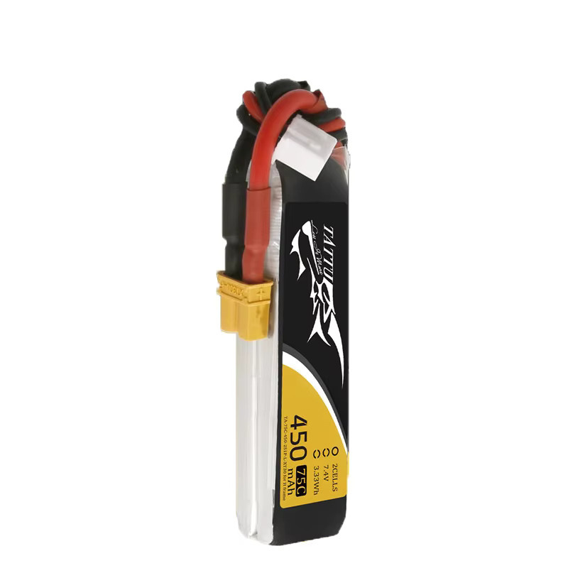 Tattu 2S 7,4 V LiPo Batterie 450 mAh 75C Schwarz für RC Hubschrauber, Quadcopter und FPV Racing Drohnen - Bild 3