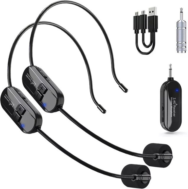 Virwir Drahtloses 2,4g Kopfmontiertes Mikrofonsender-Set in Schwarz für Voice-PA-Systeme, Gitarre, Fitness und Gaming - Bild 1