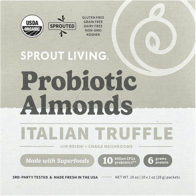 Sprout Living Probiotische Mandeln italienische Trüffel Reishi Chaga 10 x 28 g - Bild 1