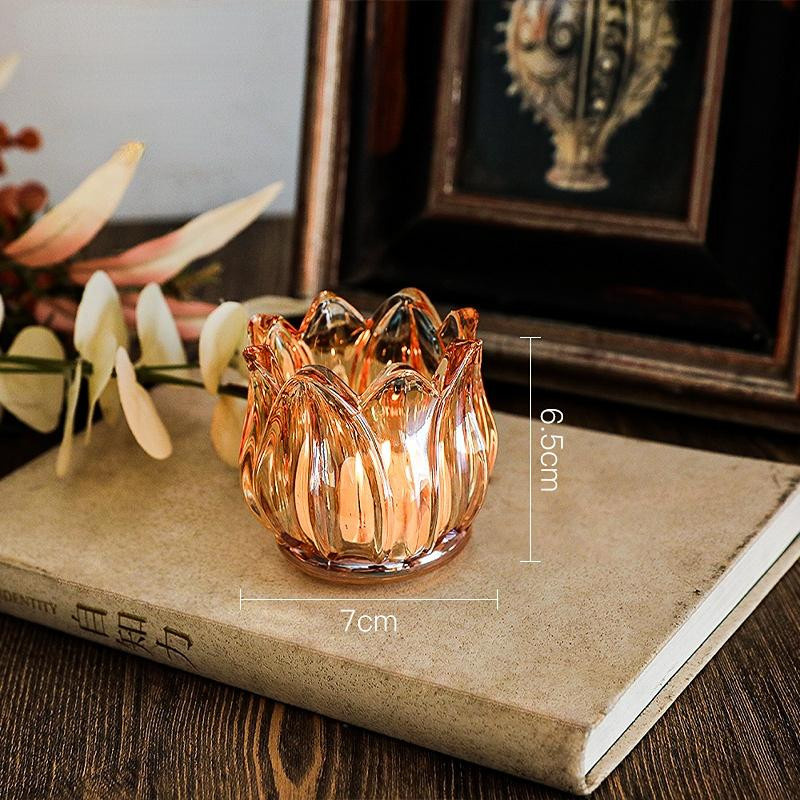 Yiran Furniture Kerzenhalter aus Glas im Tulpenstil in Transparent für Teelichter - Bild 4