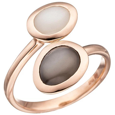 Colfem Ring 585 Rotgold, 2 Mondsteine, Damen, Größe 54 - Bild 1