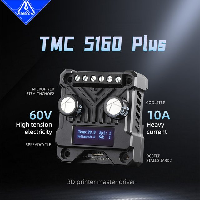 Mellow Fly TMC5160 Plus V1.0 Schrittmotortreiber StepStick SPI Silent in Schwarz für Marlin, Klipper und RRF 3D-Drucker - Bild 1
