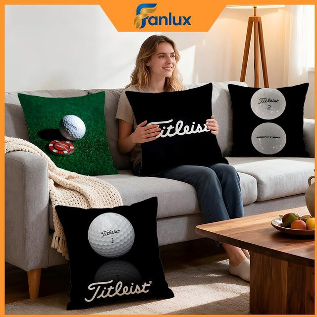 Titleist Kissenbezug Set mit 4 dekorativen Bezügen in Schwarz und Weiß für Sofa und Couch - Bild 1