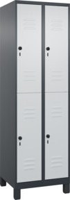 C+P Doppelstock-Spind Classic PLUS mit 2 Abteilen, Füße, Grau, H x B x T: 195 x 60 x 50 cm - Bild 1