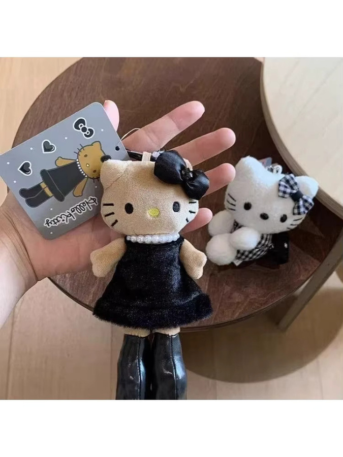 Sanrio HelloKitty Plüsch-Schlüsselanhänger, Schwarz, Leopardenmuster - Bild 6