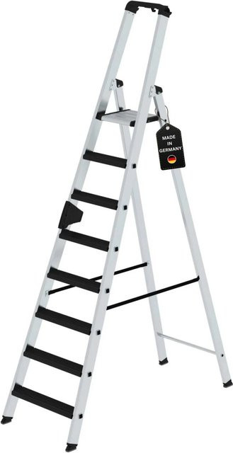 PROREGAL Stufen-Stehleiter Relax mit 9 Stufen, einseitig begehbar, Farbe: Silber - Bild 1