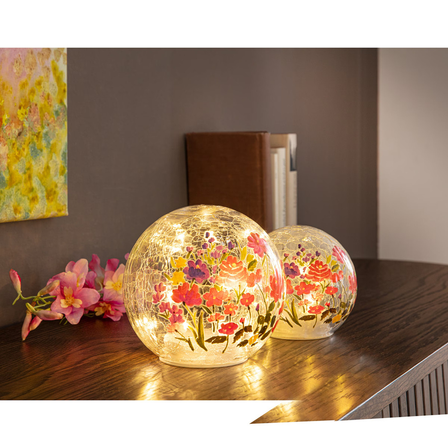 LED-Glaskugel-Set Blumenmeer von viva domo in Transparent und Multicolour mit floralem Design - Bild 2