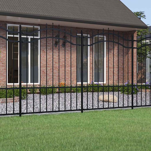 vidaXL Gartenzaun mit Speerspitze aus pulverbeschichtetem Stahl in Schwarz, H: 150 cm, B: 110 cm - Bild 2
